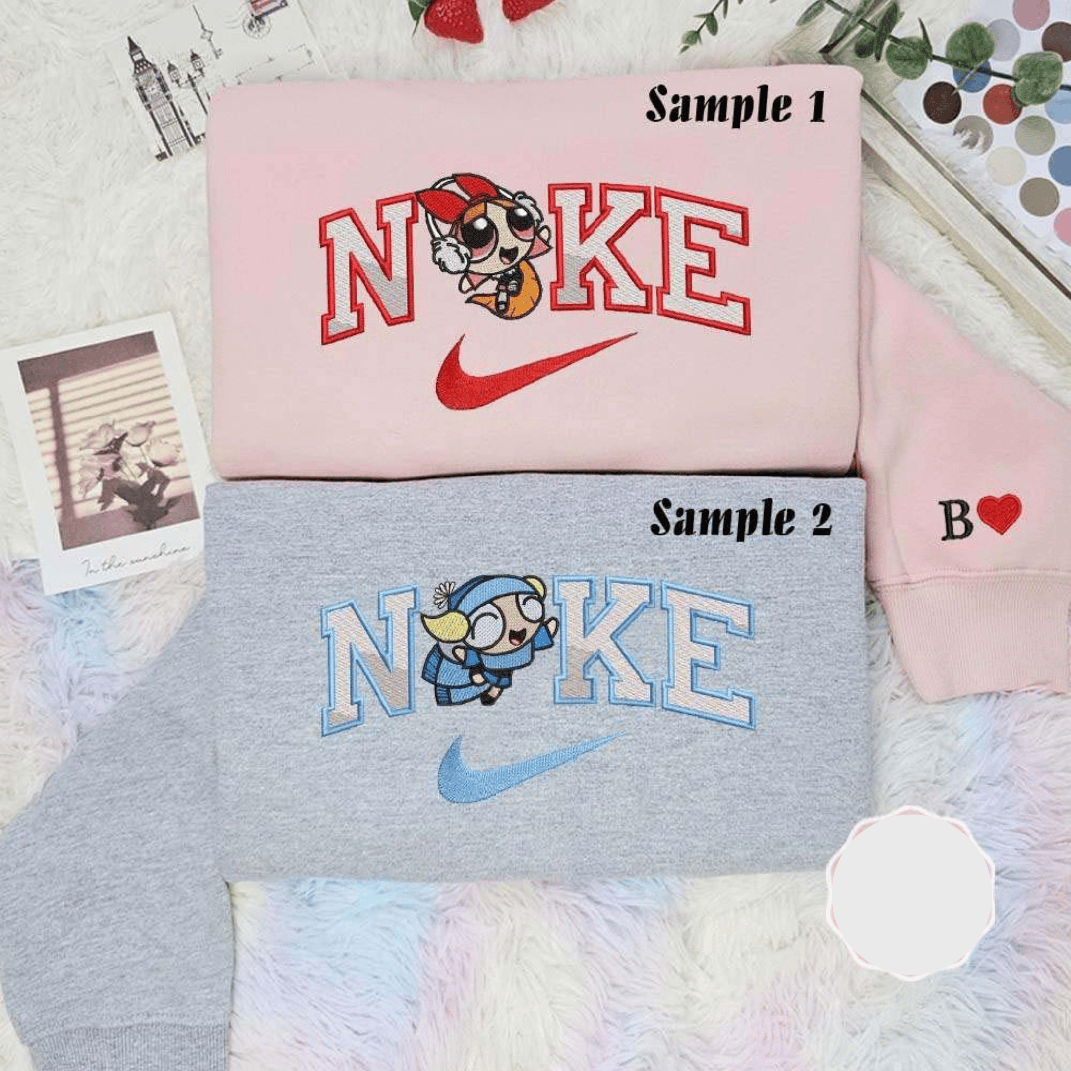 Blossom And Bubbles Winter Powerpuff Girls Embroidered Couples Shirts