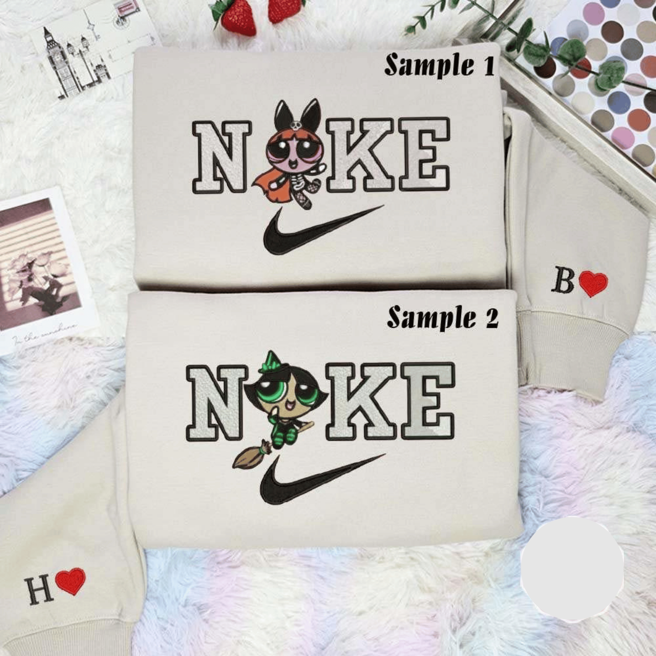 Blossom And Buttercup Powerpuff Girls Halloween Embroidered Couples Shirts