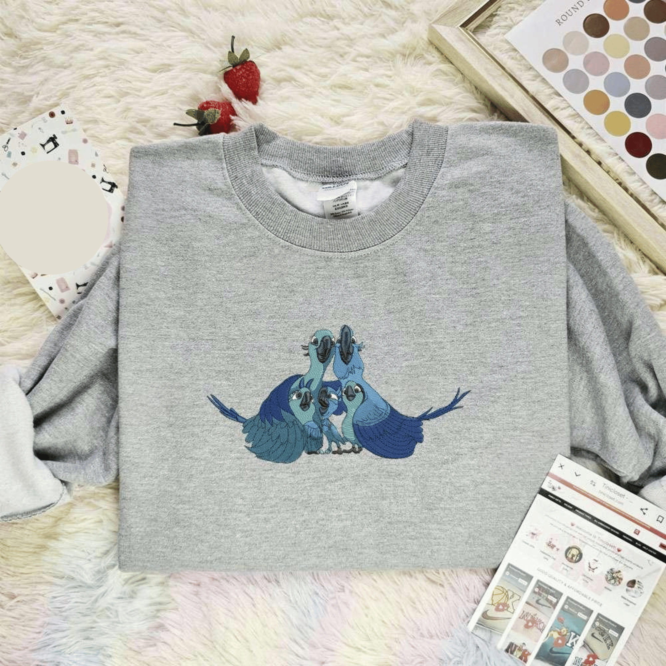 Blu And Jewel Family Embroidered Shirt Rio Cartoon Embroidered Hoodie