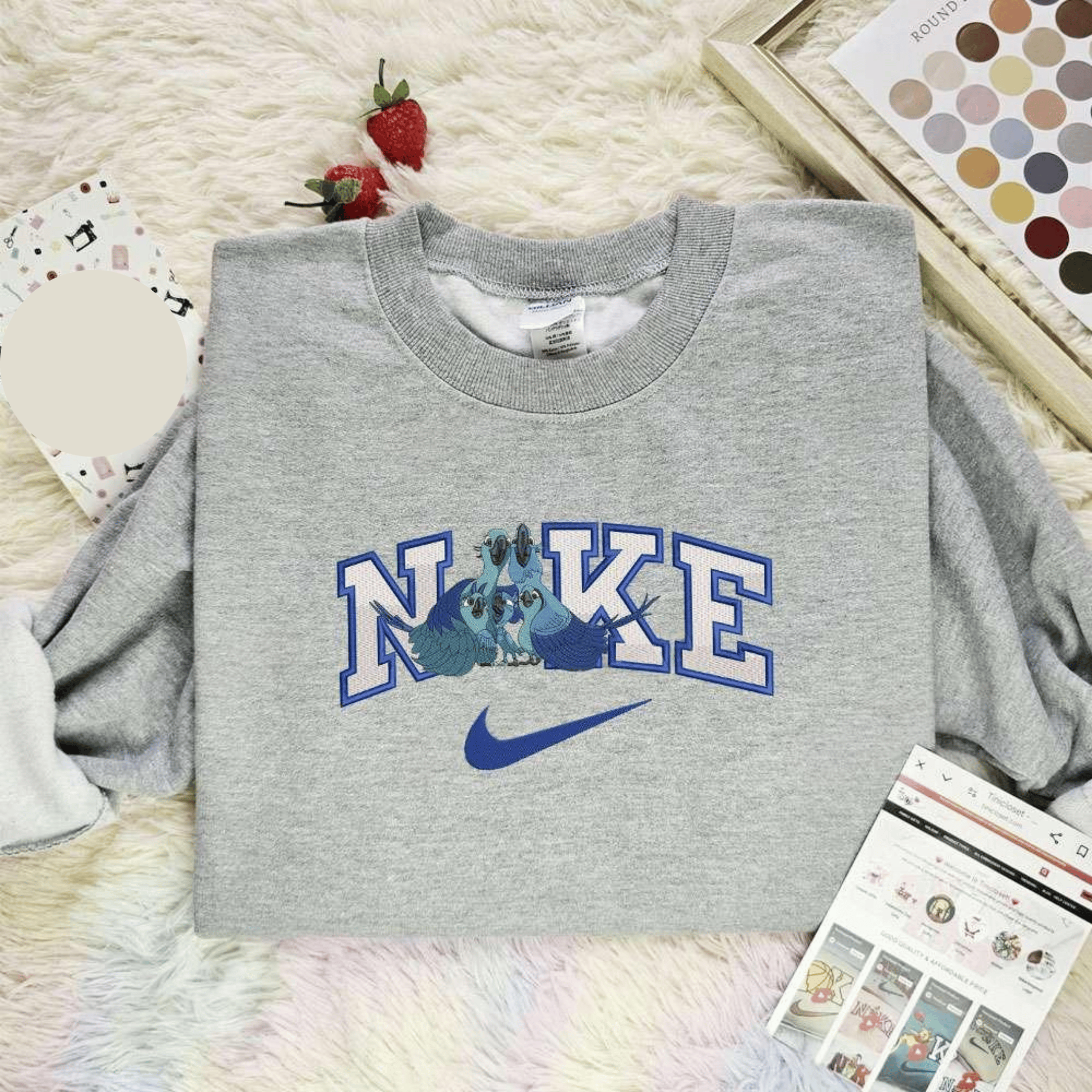 Blu And Jewel Family X Nike Embroidered Shirt Rio Cartoon Embroidered Sweatshirt