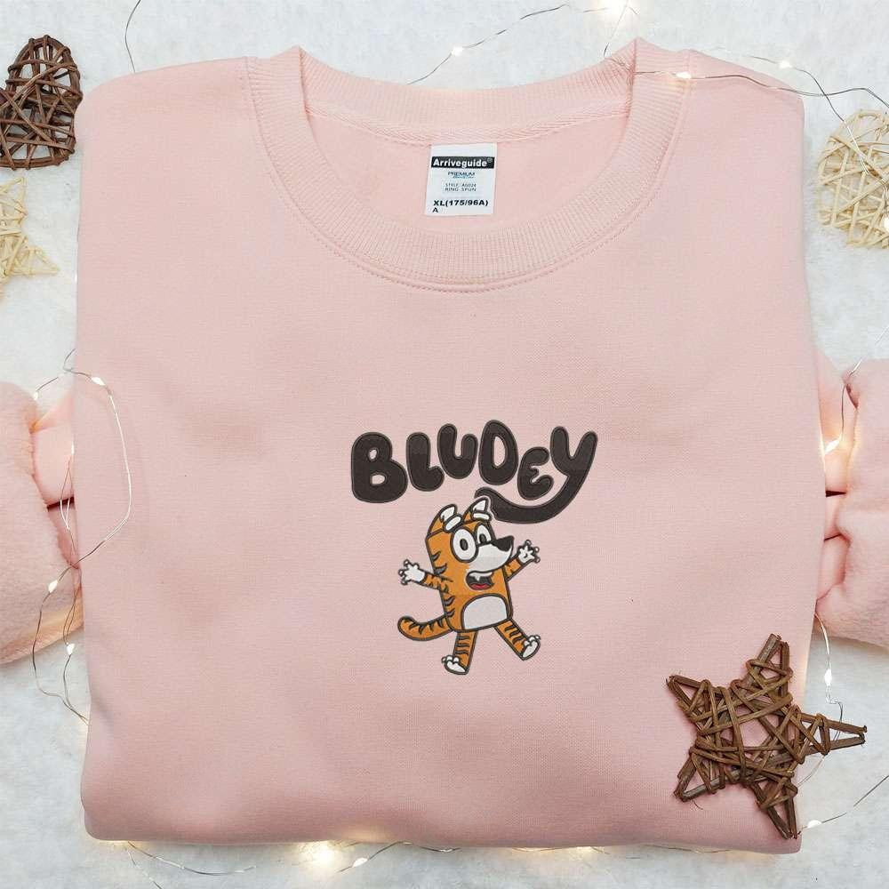 Bludey Tiger Embroidered Shirt Bluey Cartoon Embroidered Hoodie Best Gift Idea