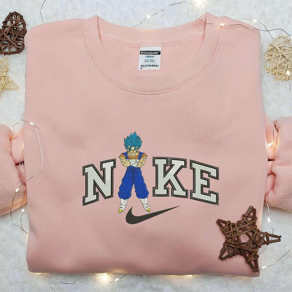 Blue Vegito x Nike Embroidered Sweatshirt Dragon Ball Embroidered Shirt Nike Inspired Embroidered Shirt