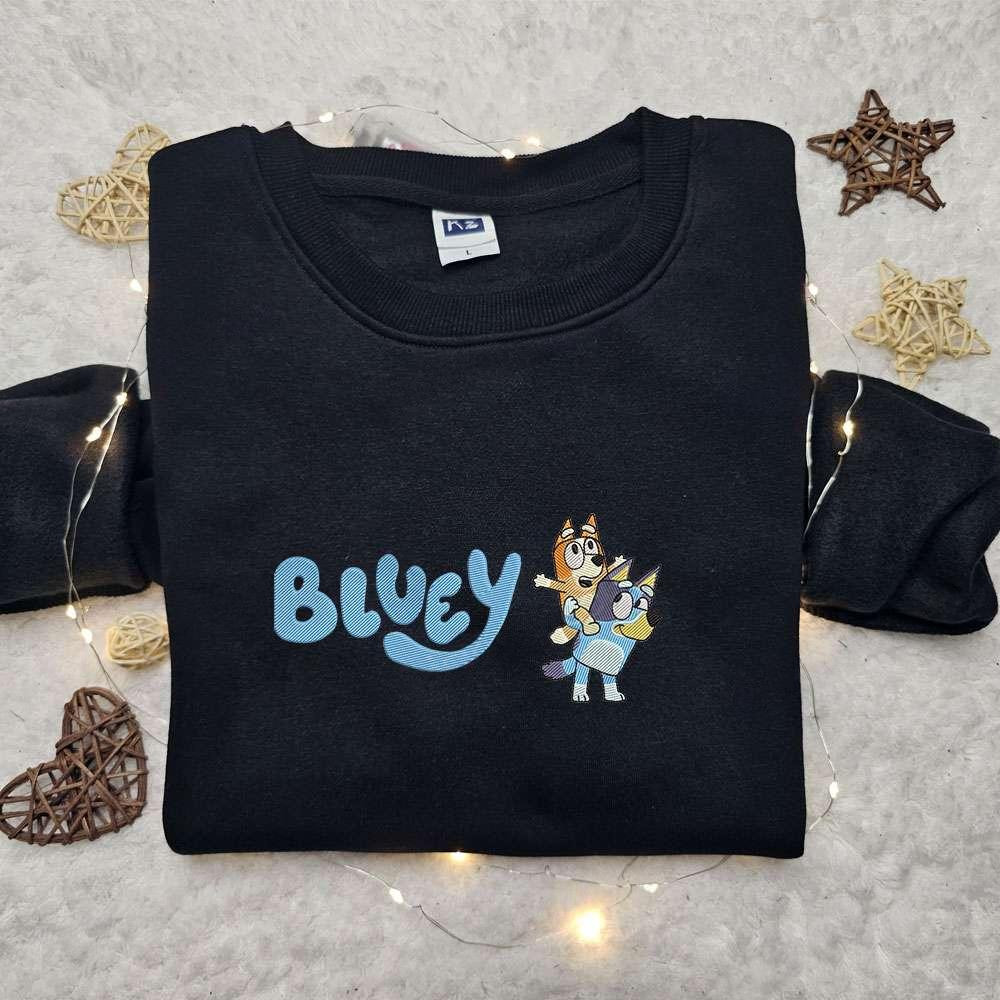 Bluey And Bingo Sisters Embroidered Shirt Bluey Cartoon Embroidered Shirt Disney Embroidered Shirt
