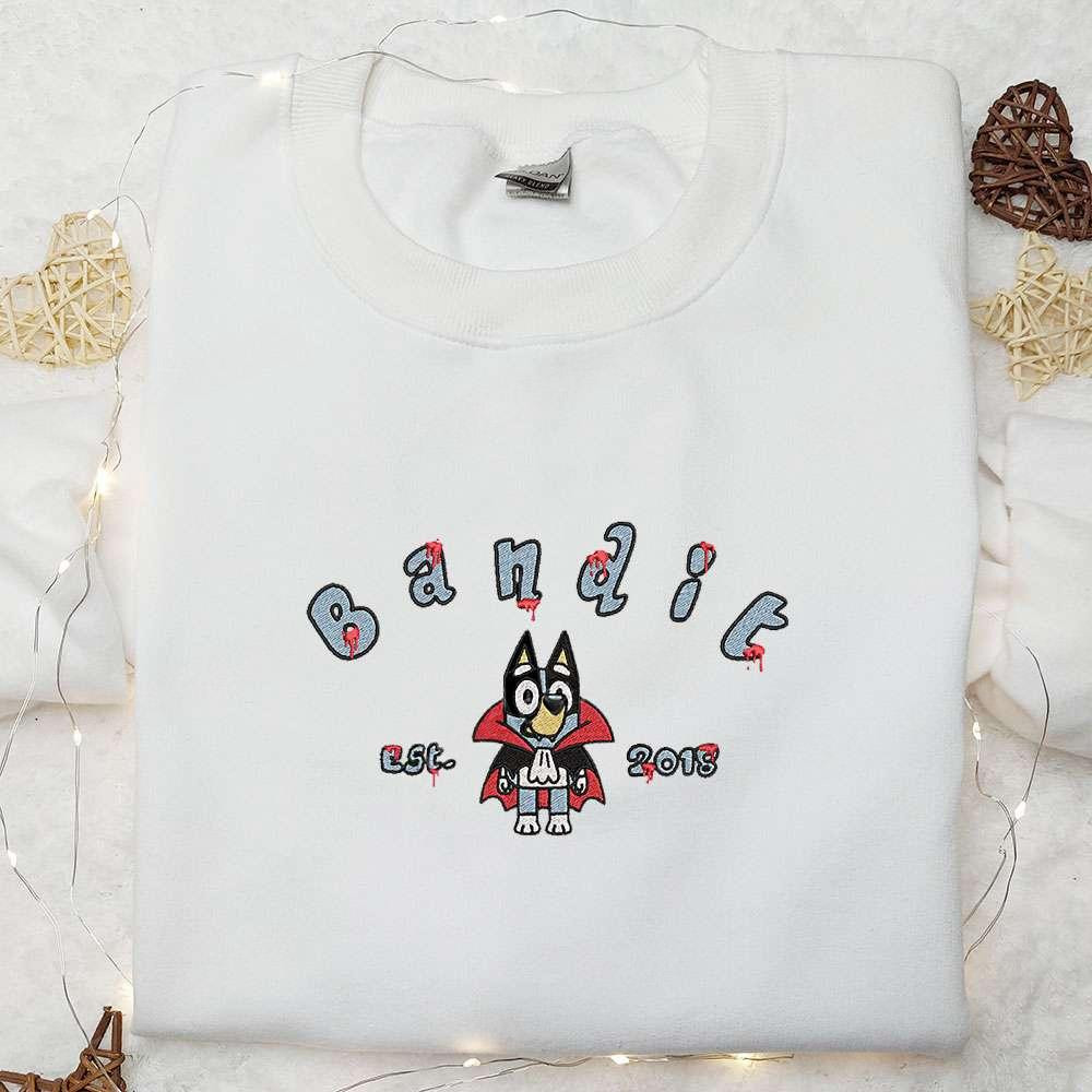 Bluey Bandit Heeler Est 2018 Halloween Embroidered Shirt Halloween Embroidered Shirt Best Halloween Gifts for Family