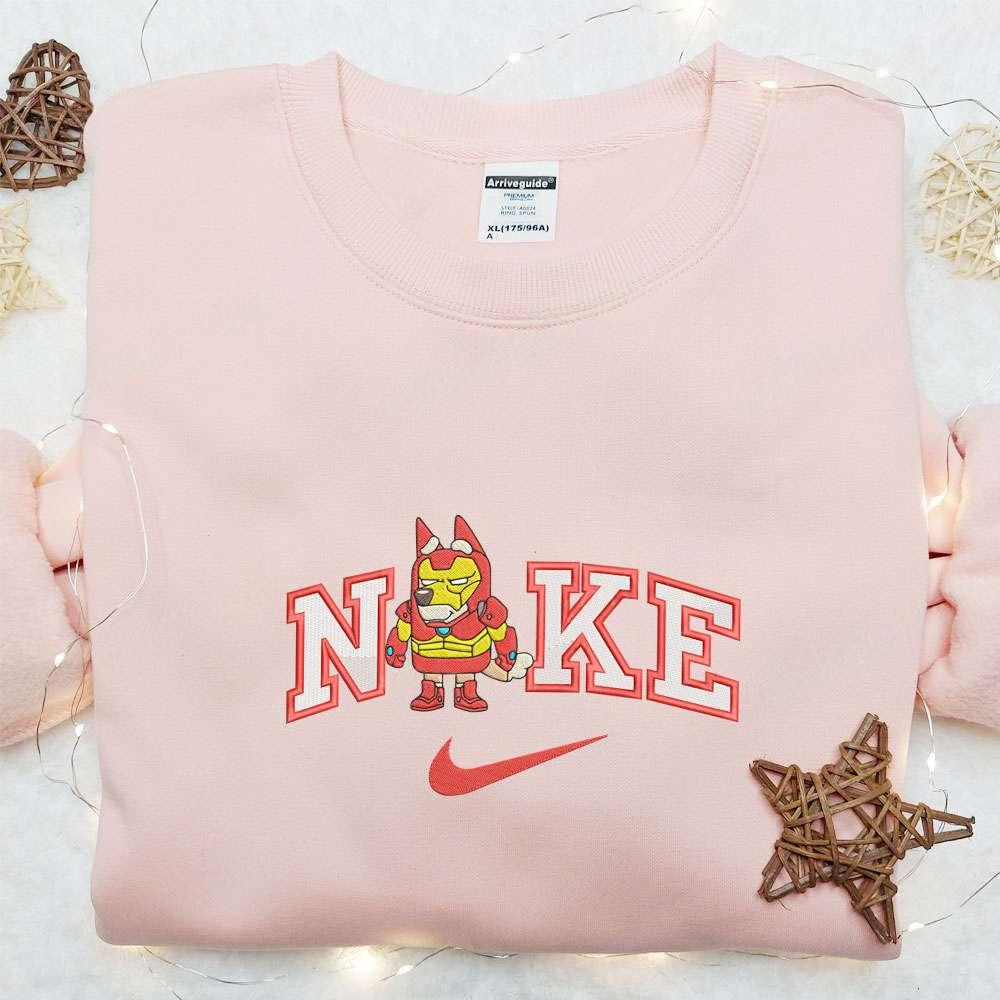 Bluey Bingo Iron Man Team Marvel x Nike Embroidered Shirt Cartoon Embroidered Hoodie Nike Inspired Embroidered T Shirt