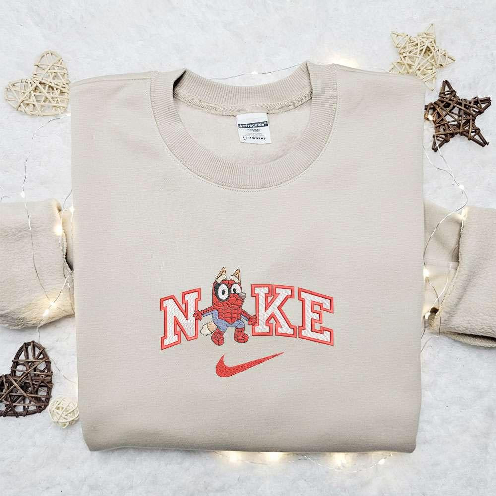 Bluey Bingo Spider Man Team Marvel x Nike Embroidered Shirt Cartoon Embroidered Hoodie Nike Inspired Embroidered T Shirt