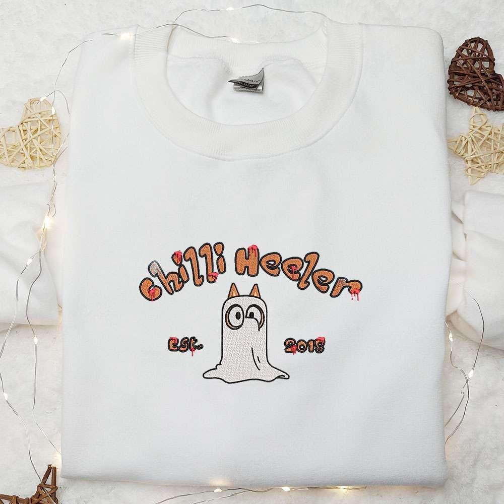 Bluey Chilli Heeler Est 2018 Halloween Embroiderd Shirt Halloween Embroidered Shirt Best Halloween Gifts for Family