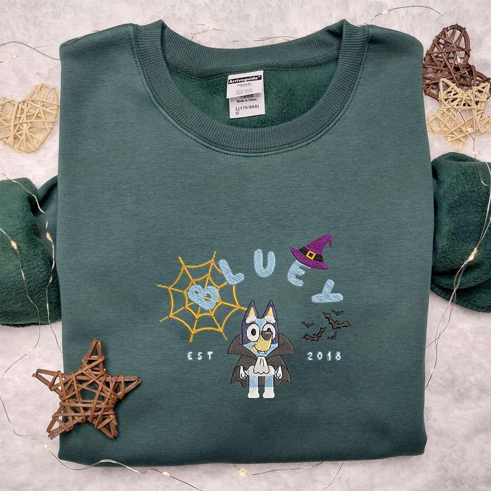 Bluey Dog Halloween Embroidered Shirt The Bluey Halloween Embroidered Hoodie Best Halloween Gift Ideas