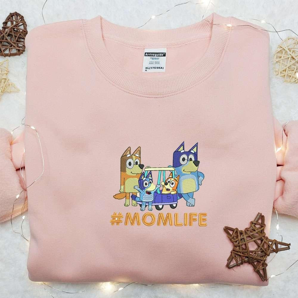 Bluey Family Mom Life Embroidered Shirt Bluey Cartoon Embroidered Hoodie Best Mothers Day Gift Idea