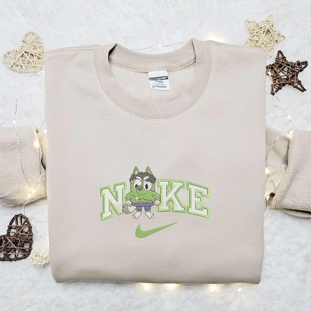 Bluey Hulk Team Marvel x Nike Embroidered Shirt Cartoon Embroidered Hoodie Nike Inspired Embroidered T Shirt