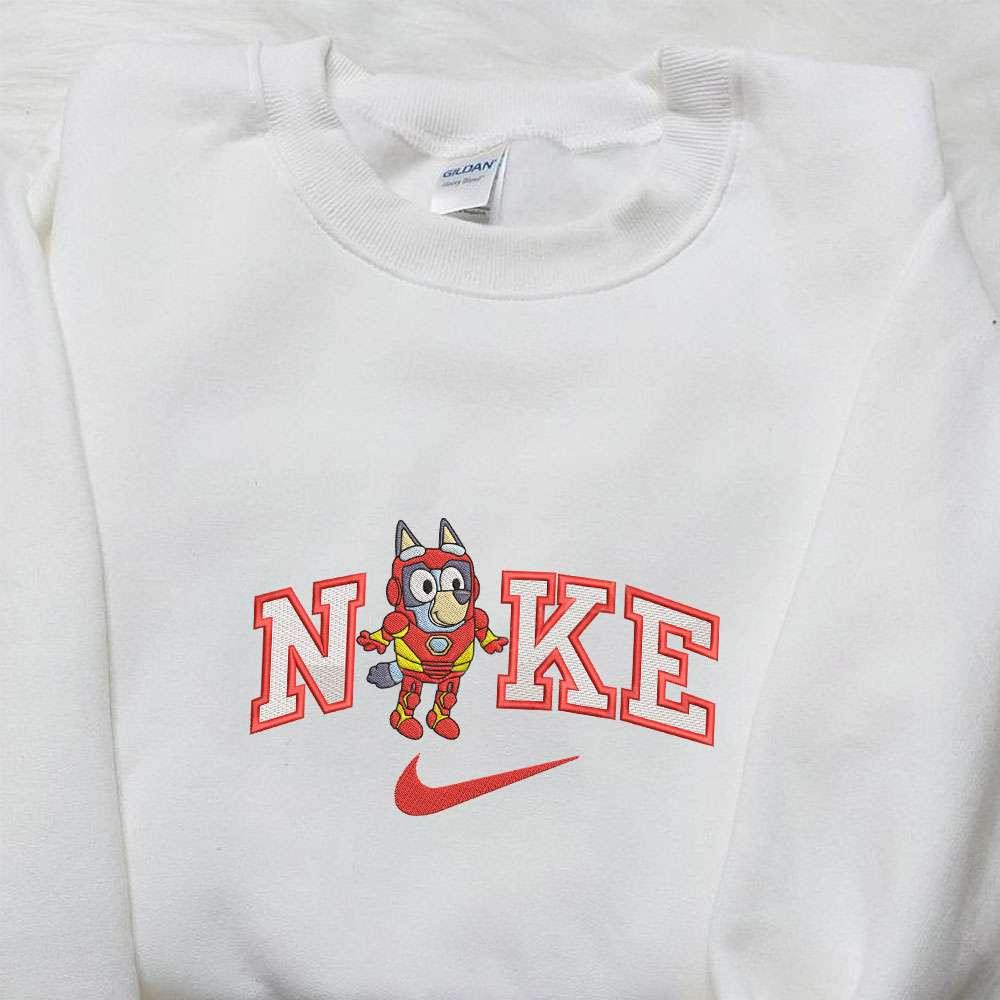 Bluey Iron Man Team Marvel x Nike Embroidered Shirt Cartoon Embroidered Hoodie Nike Inspired Embroidered T Shirt