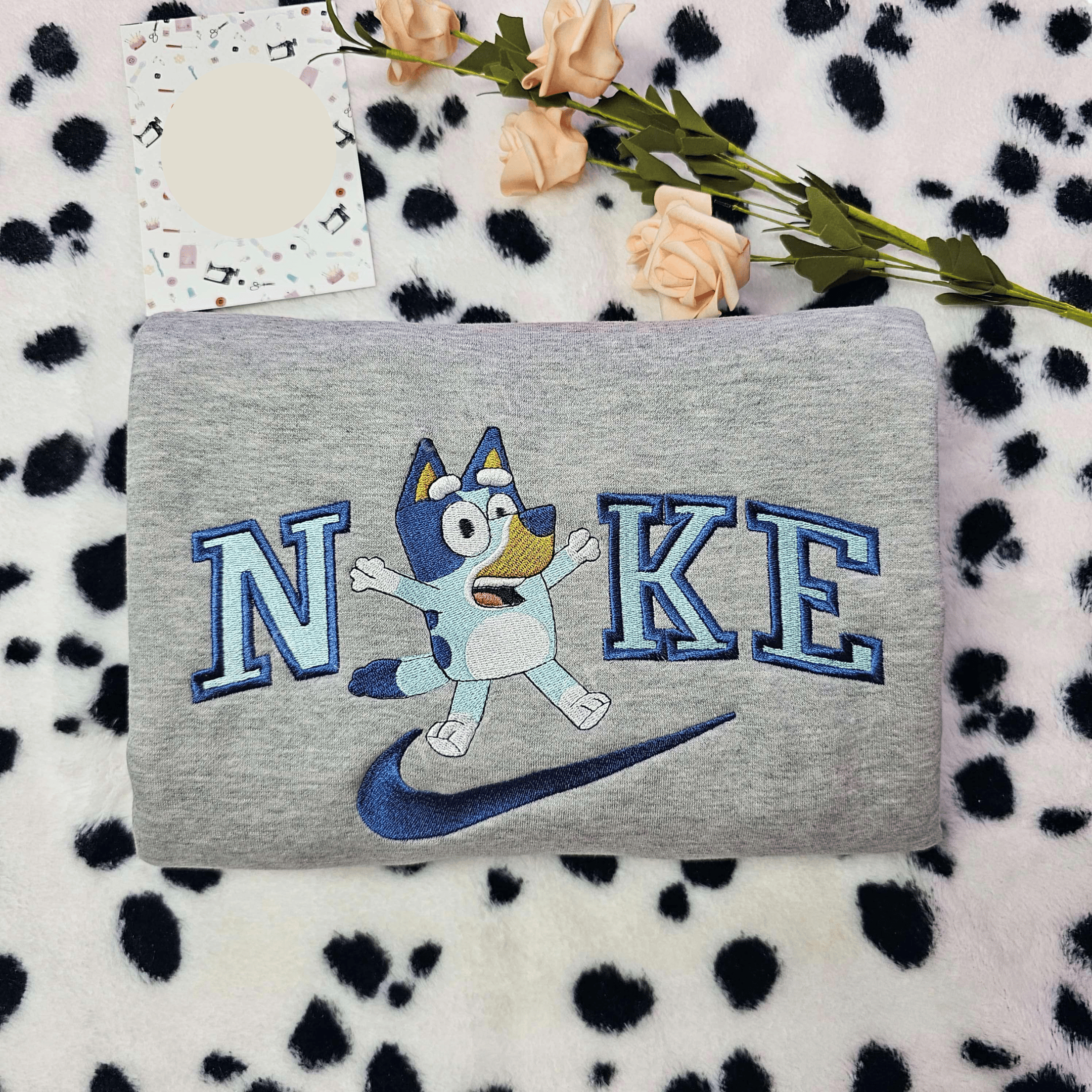 Bluey Jumping Cartoon Characters Embroidered Shirt  Best Gift Idea For Family