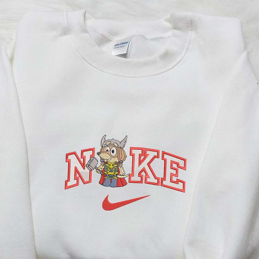 Bluey Thor Team Marvel x Nike Embroidered Shirt Cartoon Embroidered Hoodie Nike Inspired Embroidered T Shirt