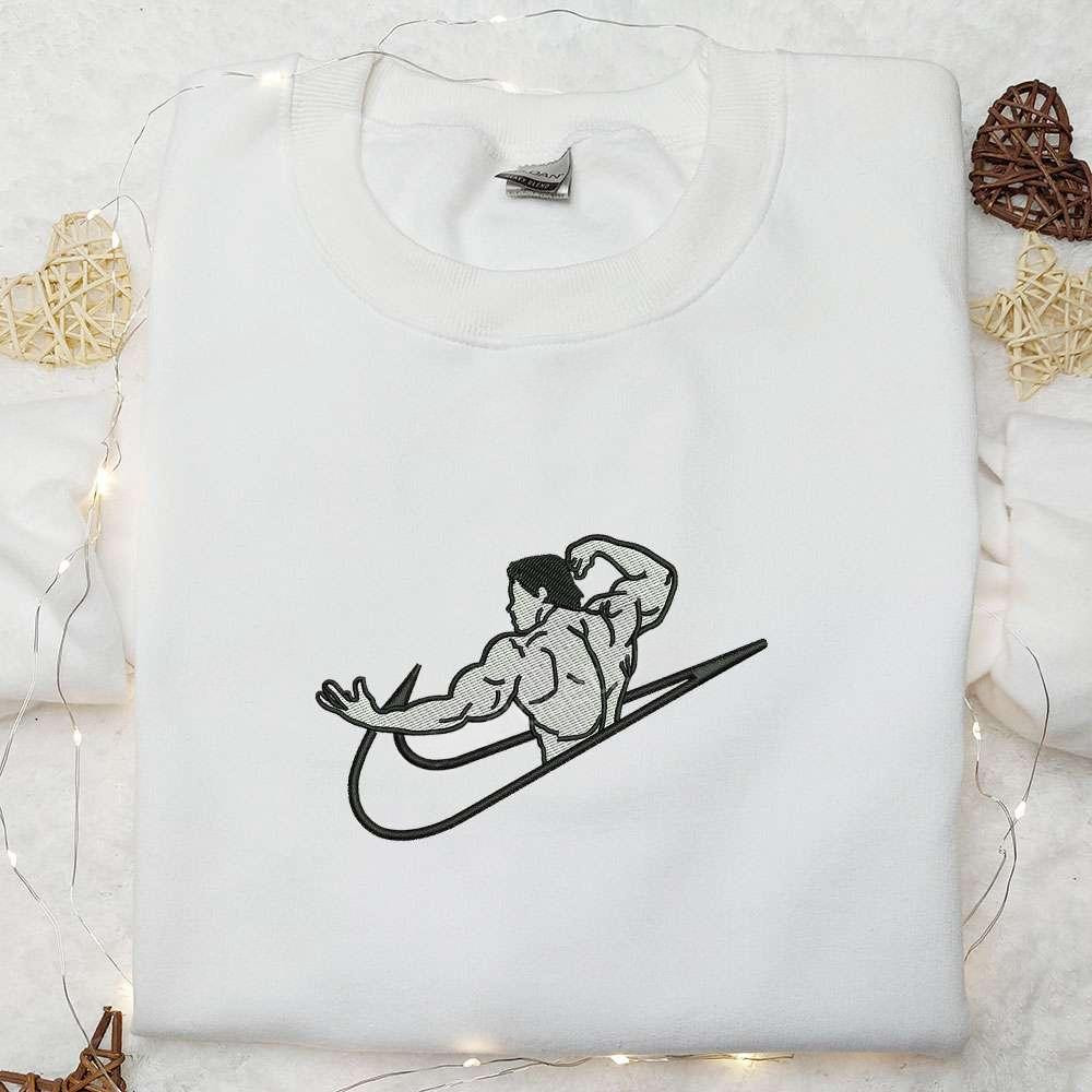Body Builder x Nike Swoosh Embroidered Shirt Sports Embroidered Hoodie Best Gift Ideas For Family