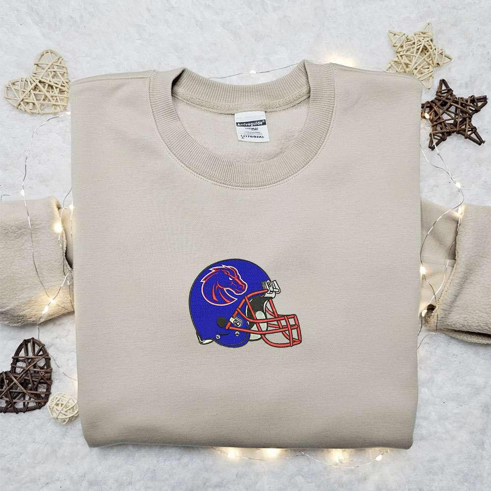 Boise State Broncos Helmet Embroidered Shirt NCAA Sports Embroidered Hoodie Best Gift Idea