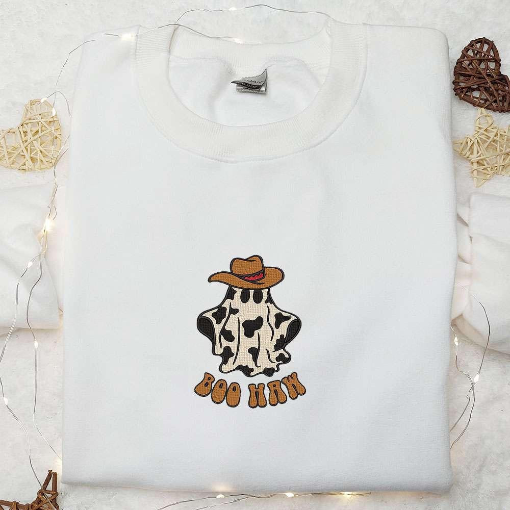 Boo Haw Cowboy Ghost Embroidered Shirt Funny Halloween Embroidered Shirt Best Halloween Gift Ideas