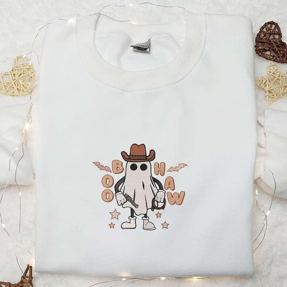 Boo Haw Cowboy Ghost Embroidered Shirt Halloween Embroidered Shirt Best Halloween Gift Ideas