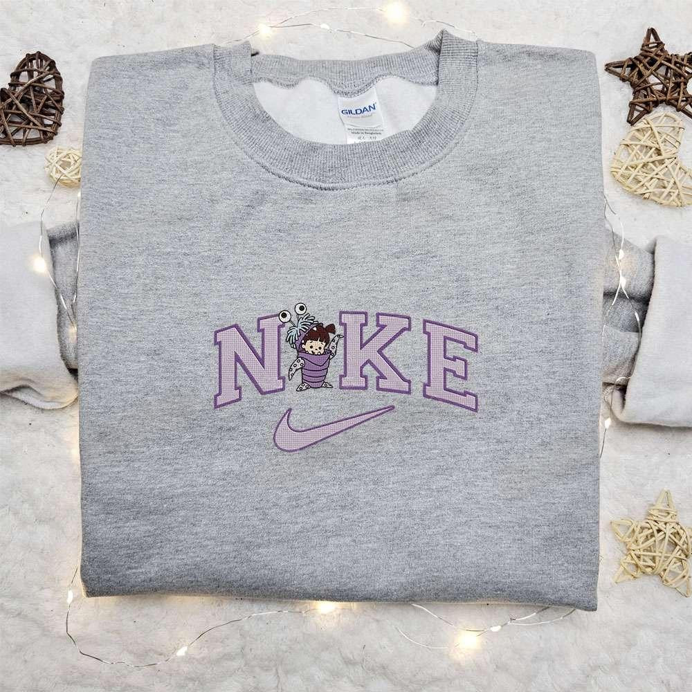 Boo Monsters x Nike Cartoon Embroidered Hoodie Disney Characters Embroidered Shirt Best Gift Ideas for Family
