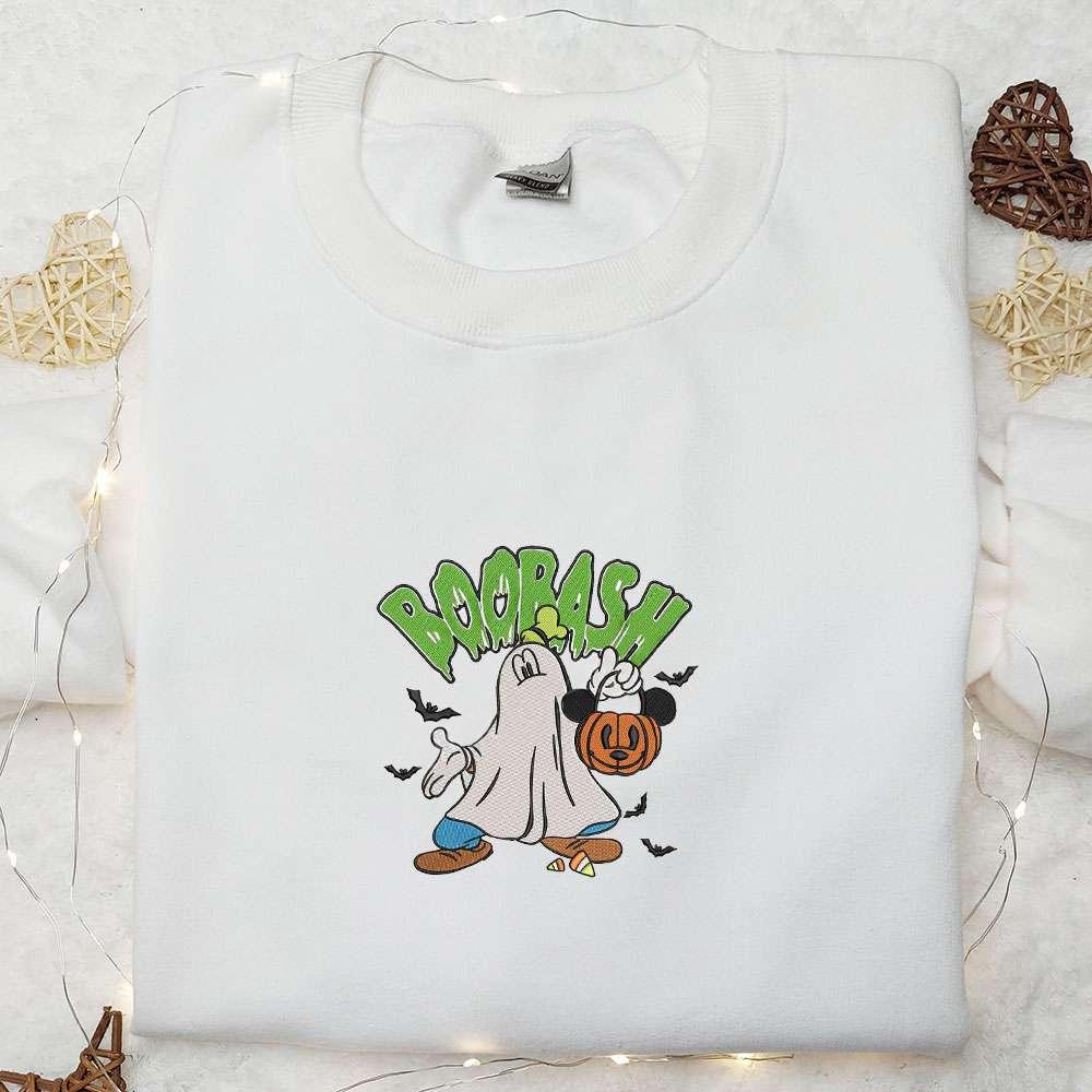 Boobash Goofy Ghost Mickey Pumpkin Bat Embroidered Shirt Adorable Halloween Shirt Disney Halloween Shirts