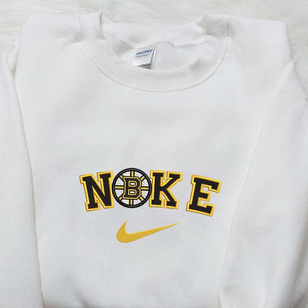 Boston Bruins x Nike Embroidered Shirt NHL Sports Embroidered Shirt Nike Inspired Embroidered Hoodie