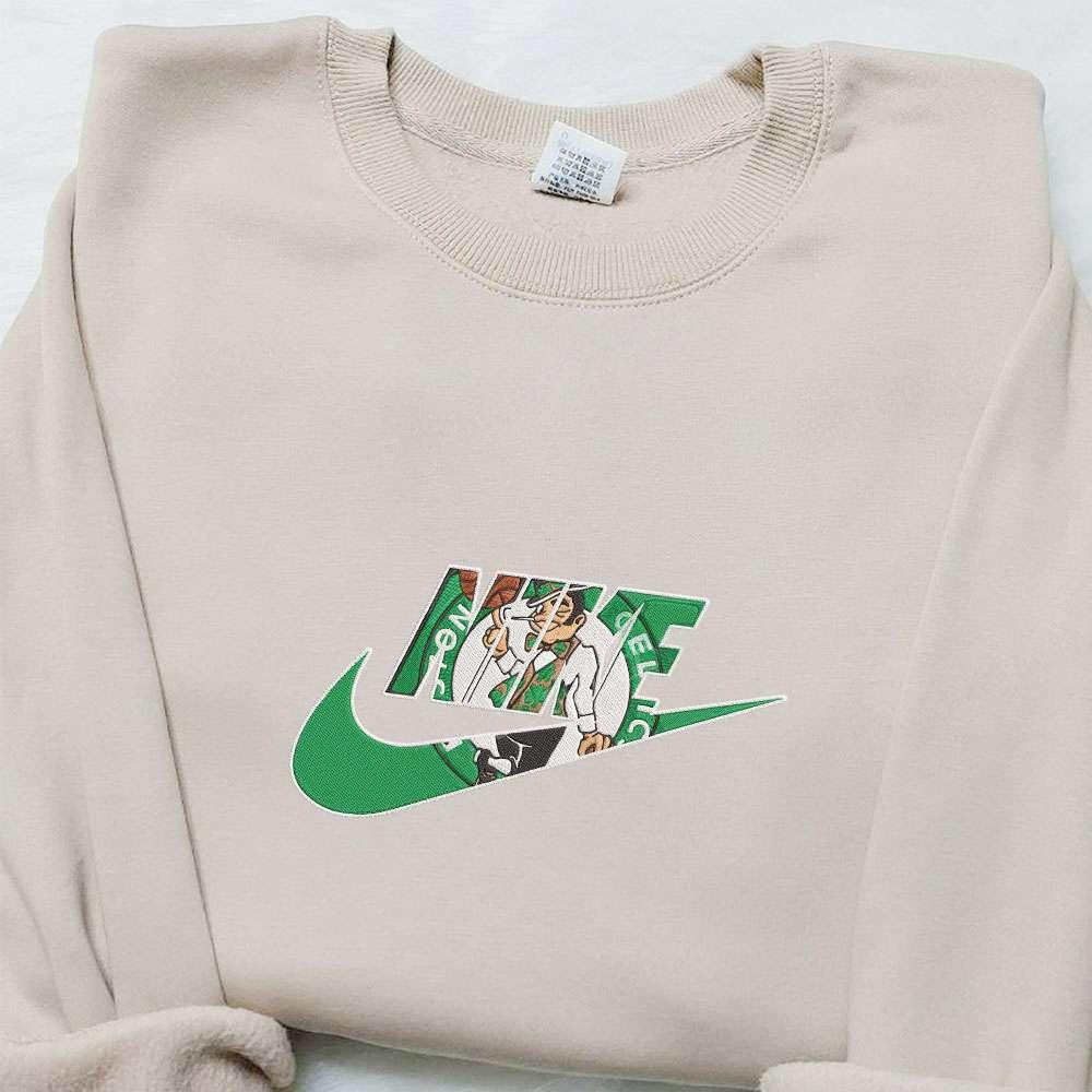 Boston Celtics x Nike Embroidered Shirt NBA Sports Embroidered Hoodie Nike Inspired Embroidered T Shirt