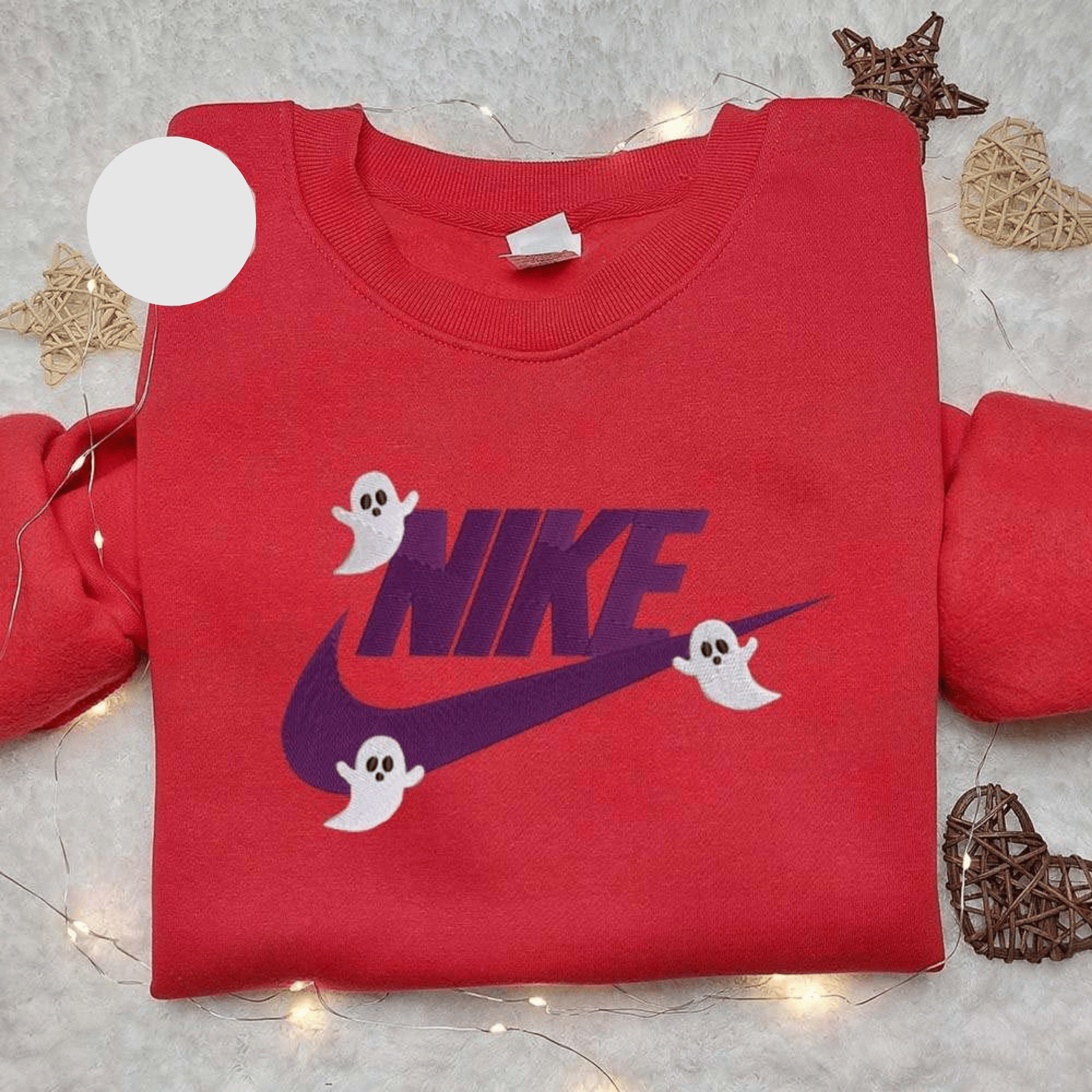 Brand Logo With Mini Ghosts Halloween Embroidered Shirt