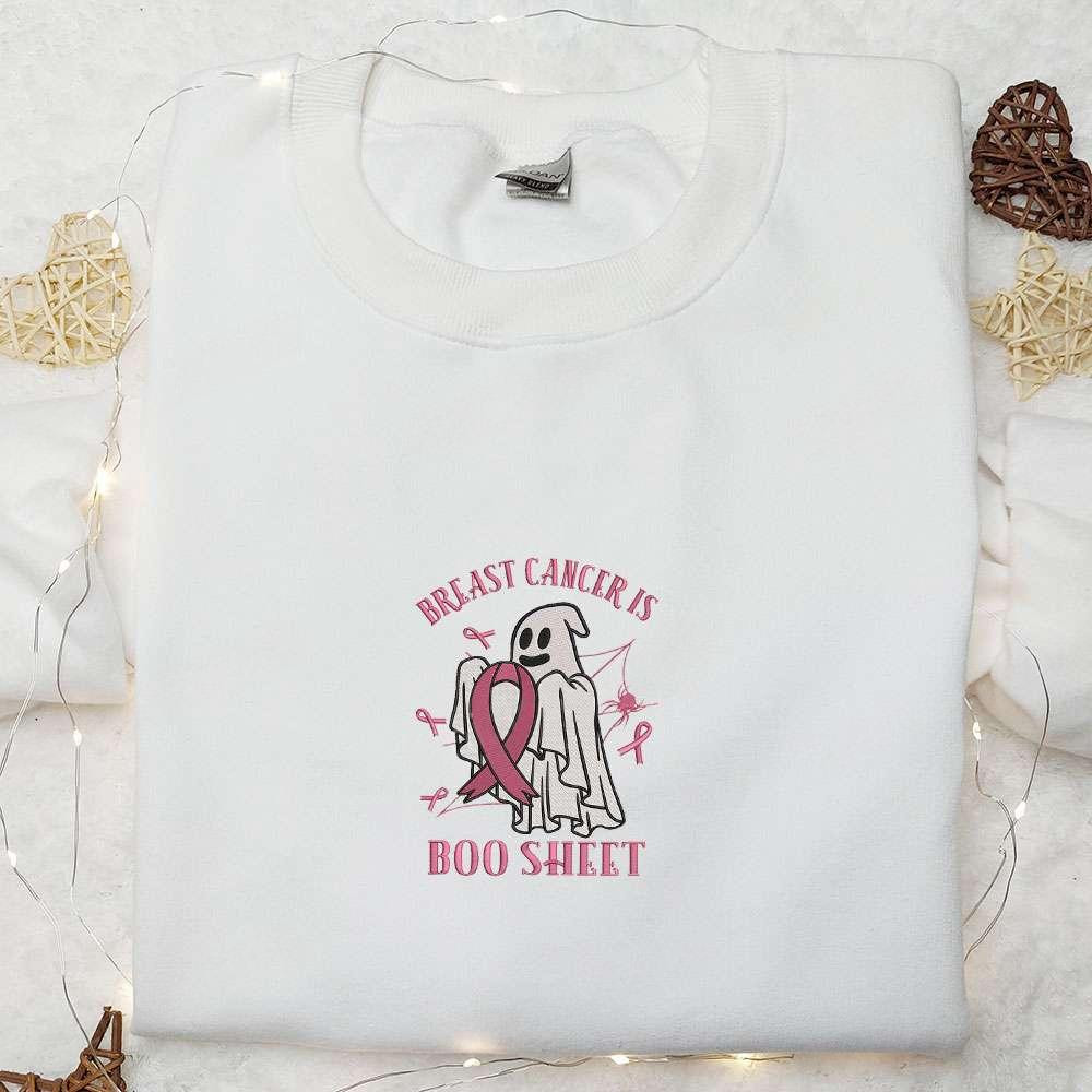 Breast Cancer is Boo Sheet Embroidered Shirt Halloween Embroidered Shirt Best Halloween Gifts for Family