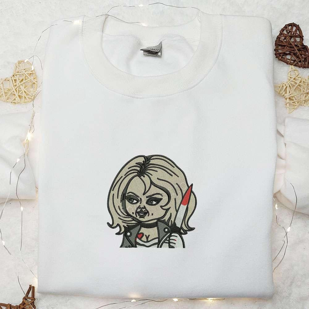 Bride of Chucky Embroiderd Hoodie Horror Movie Embroidered Sweatshirt Halloween Embroidered Shirt