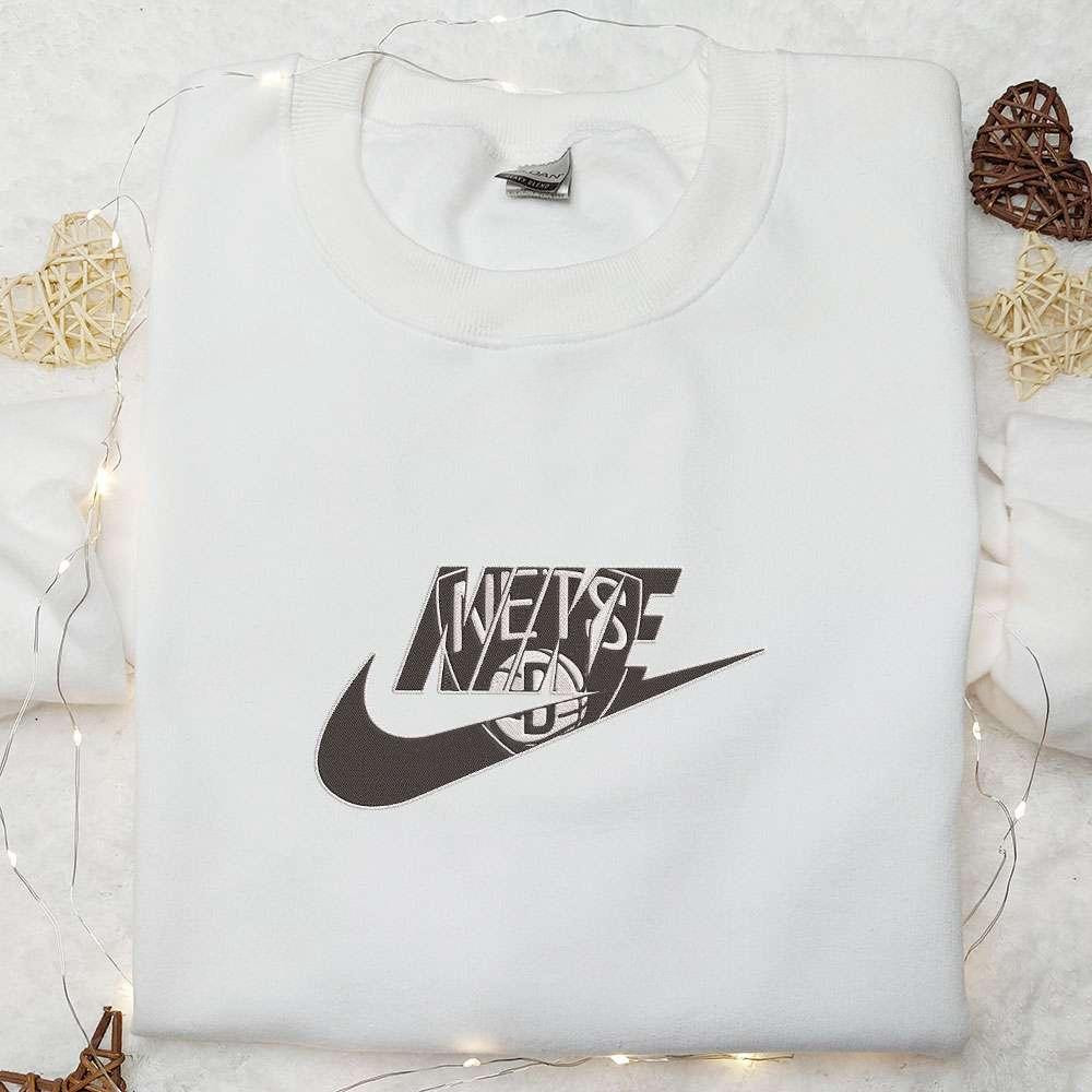 Brooklyn Nets x Nike Embroidered Shirt NBA Sports Embroidered Hoodie Nike Inspired Embroidered T Shirt
