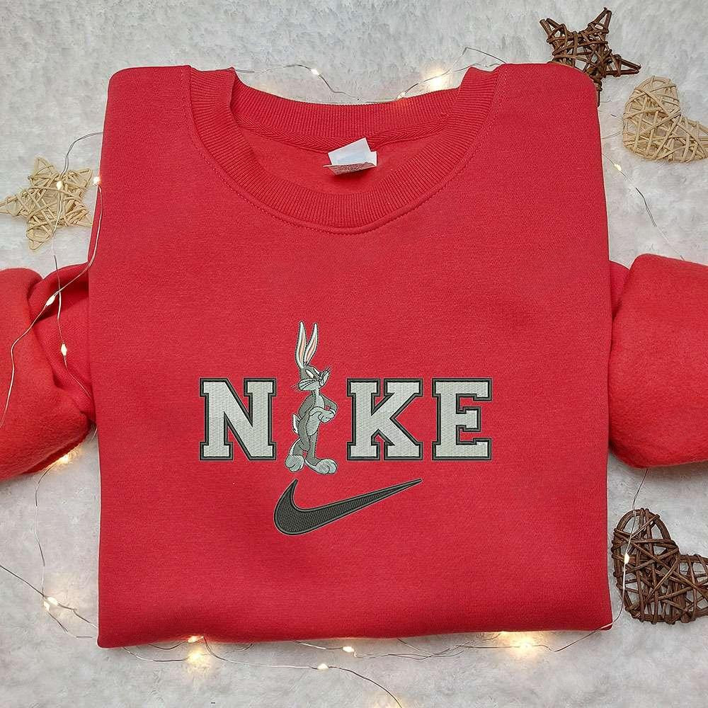 Bugs Bunny x Nike Cartoon Embroidered Shirt Looney Tunes Embroidered Shirt Nike Inspired Embroidered Shirt