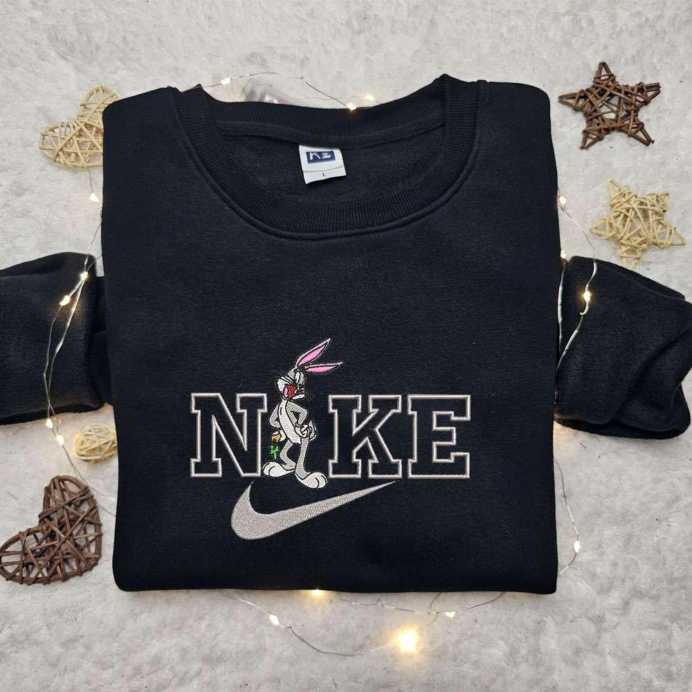 Bugs Bunny x Nike Cartoon Embroidered Sweatshirt Walt Disney Characters Embroidered Shirt Best Birthday Gift Ideas for Family