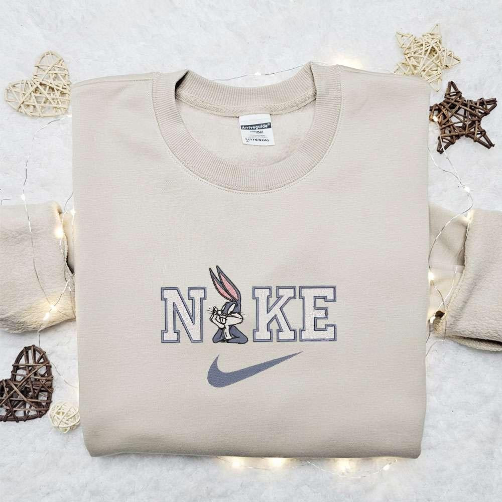Bugs Bunny x Nike Embroidered Sweatshirt Disney Looney Tunes Embroidered Hoodie Cartoon Embroidered Shirt