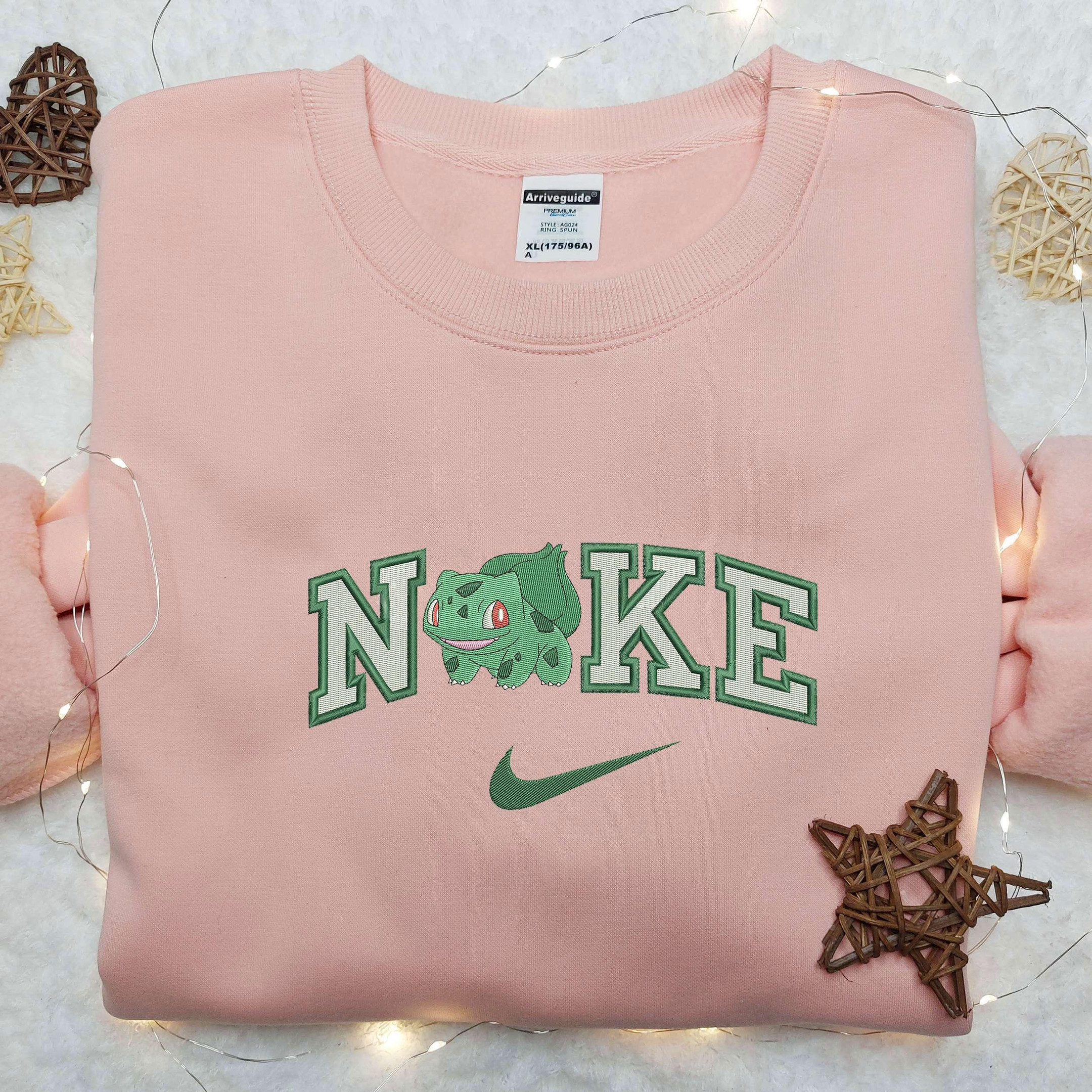 Bulbasaur Smile x Nike Embroidered Shirt Custom Nike Embroidered Shirt Pokemon Embroidered Shirt 5