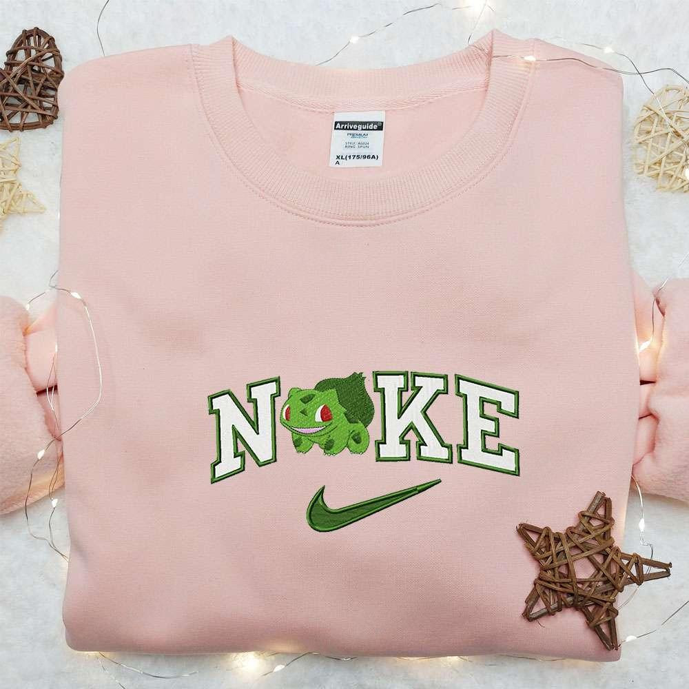 Bulbasaur x Nike Embroidered Hoodie Pokemon Embroidered Sweatshirt Nike Custom Embroidered T shirt