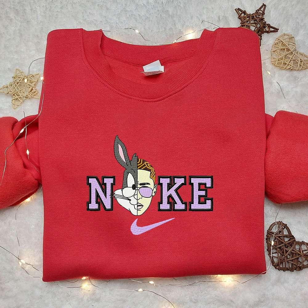 Bunny x Bad Bunny x Nike Cartoon Embroidered Shirt Looney Tunes Embroidered Shirt Custom Nike Embroidered Shirt