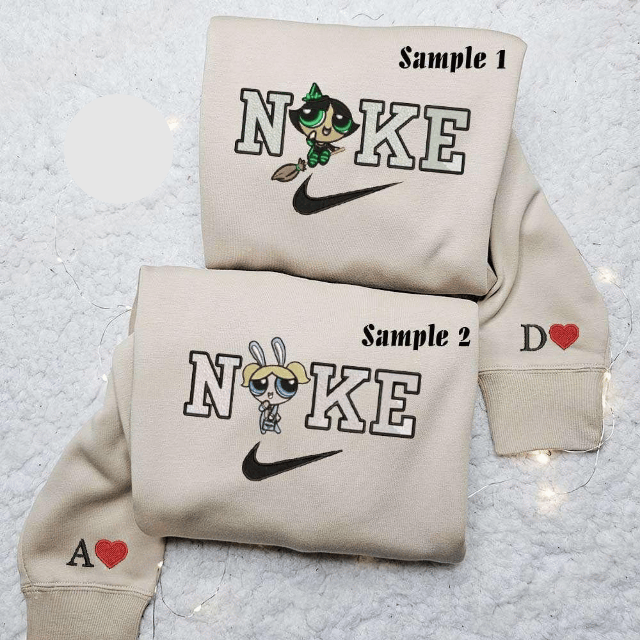 Buttercup And Bubbles Powerpuff Girls Halloween Embroidered Couples Shirts