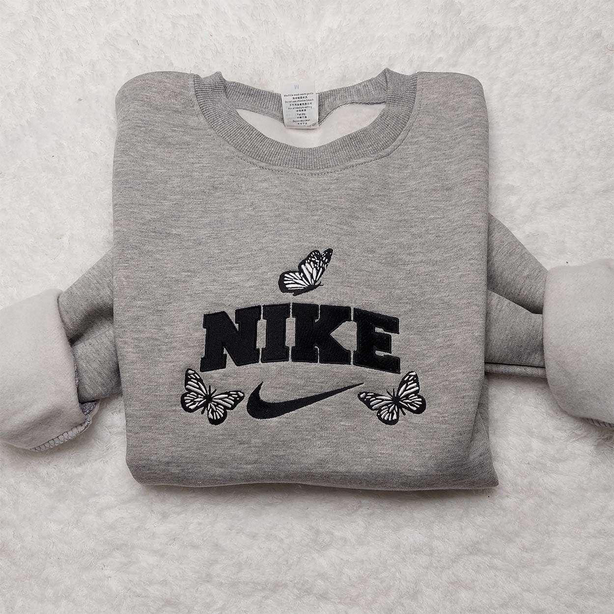 Butterfly Nike Embroidered Shirt, Custom Nike Embroidered Shirt, Gifts For Guy Friends