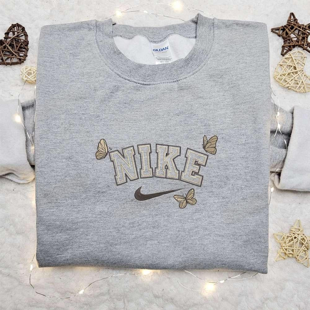 Butterfly x Nike Animal Embroidered Shirt Custom Nike Embroidered Shirt Best Birthday Gift Ideas
