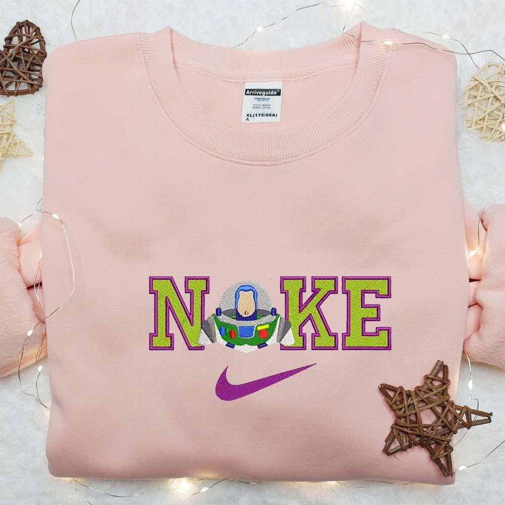 Buzz Lightyear x Nike Cartoon Embroidered Sweatshirt Disney Characters Embroidered Shirt Best Gift Ideas for Family