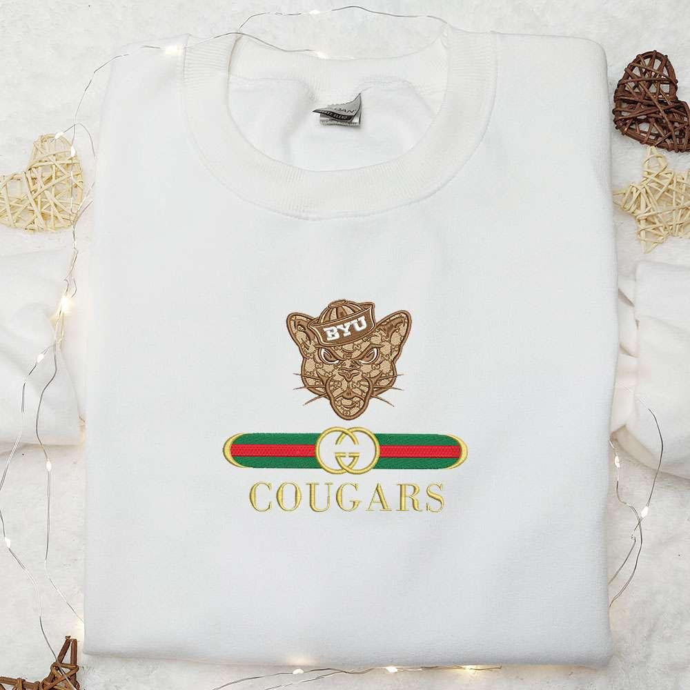 BYU Cougars x Gucci Embroidered Shirt NCAA Sports Embroidered Hoodie Best Gift Idea