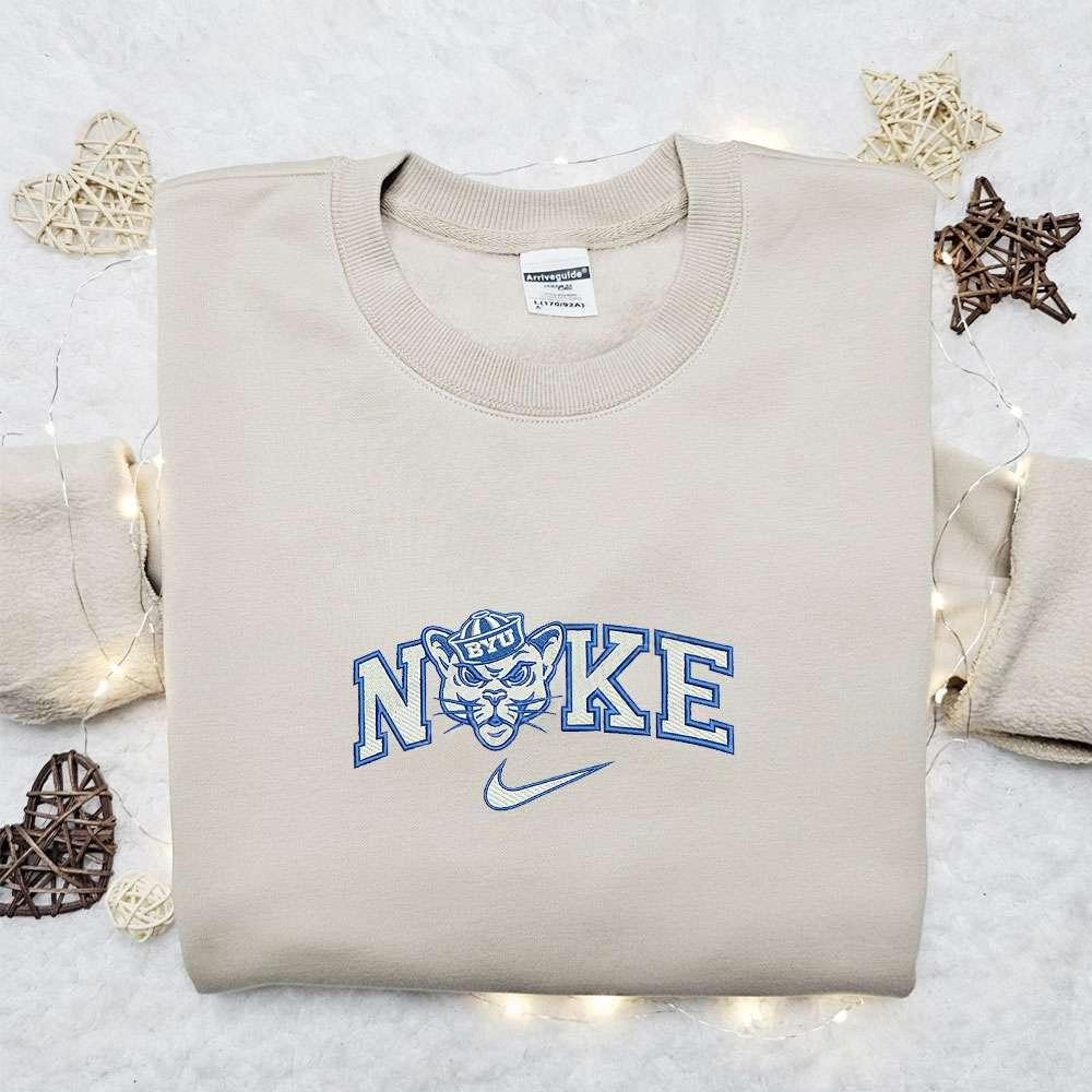 BYU Cougars x Nike Embroidered Shirt NFL Sports Embroidered Hoodie Best Fandom Gift Ideas