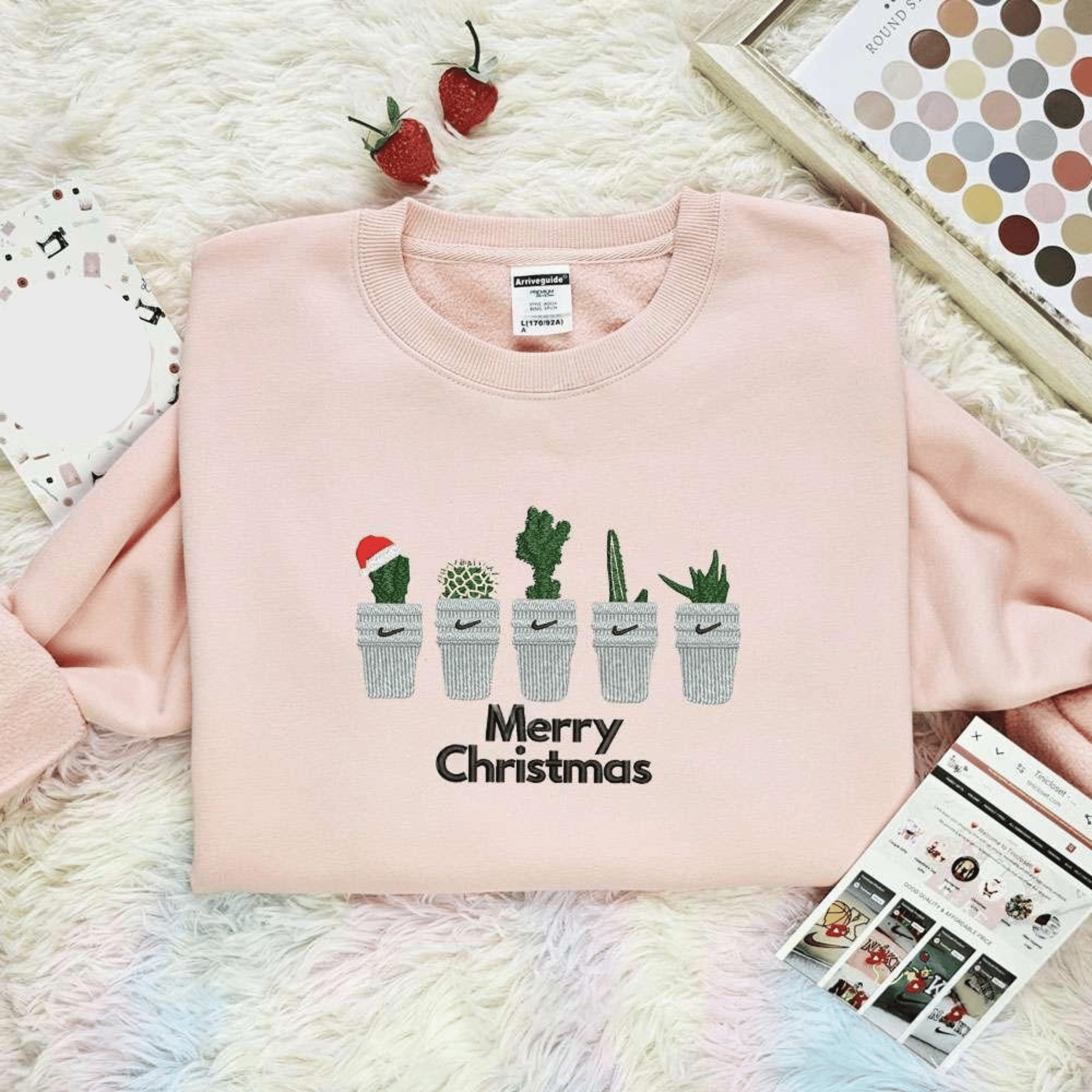 Cactus Merry Christmas Embroidered Shirt, Best Christmas Gift Ideas For Family