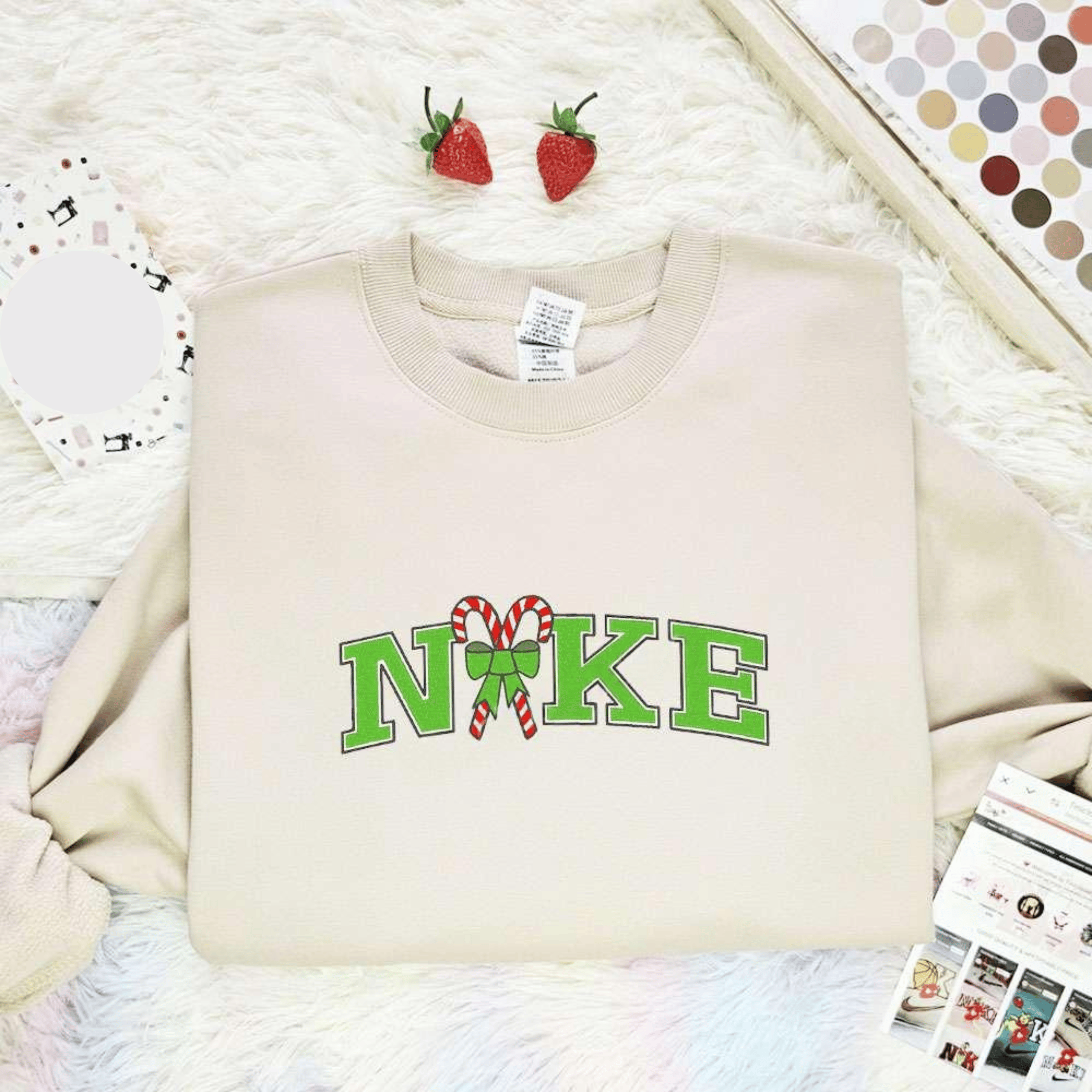 Candy Cane Bow Christmas Embroidered Shirt, Best Christmas Gift Ideas For Family