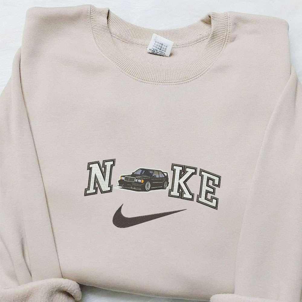 Car Badge x Nike Embroidered Shirt Transportation Embroidered Hoodie Nike Inspired Embroidered Sweatshirt