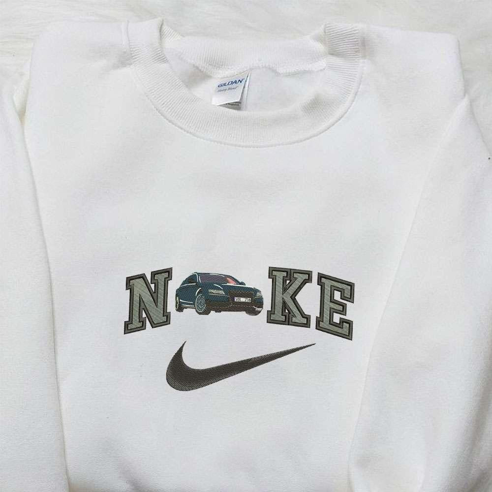 Car x Nike Embroidered Sweatshirt Transportations Embroidered Hoodie Nike Inspired Embroidered Shirt