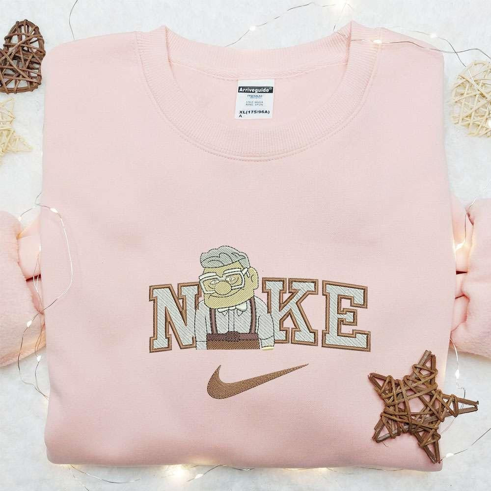 Carl Fredricksen x Nike Embroidered Shirt Disney Pixar Up Embroidered Shirt Cartoon Embroidered Hoodie