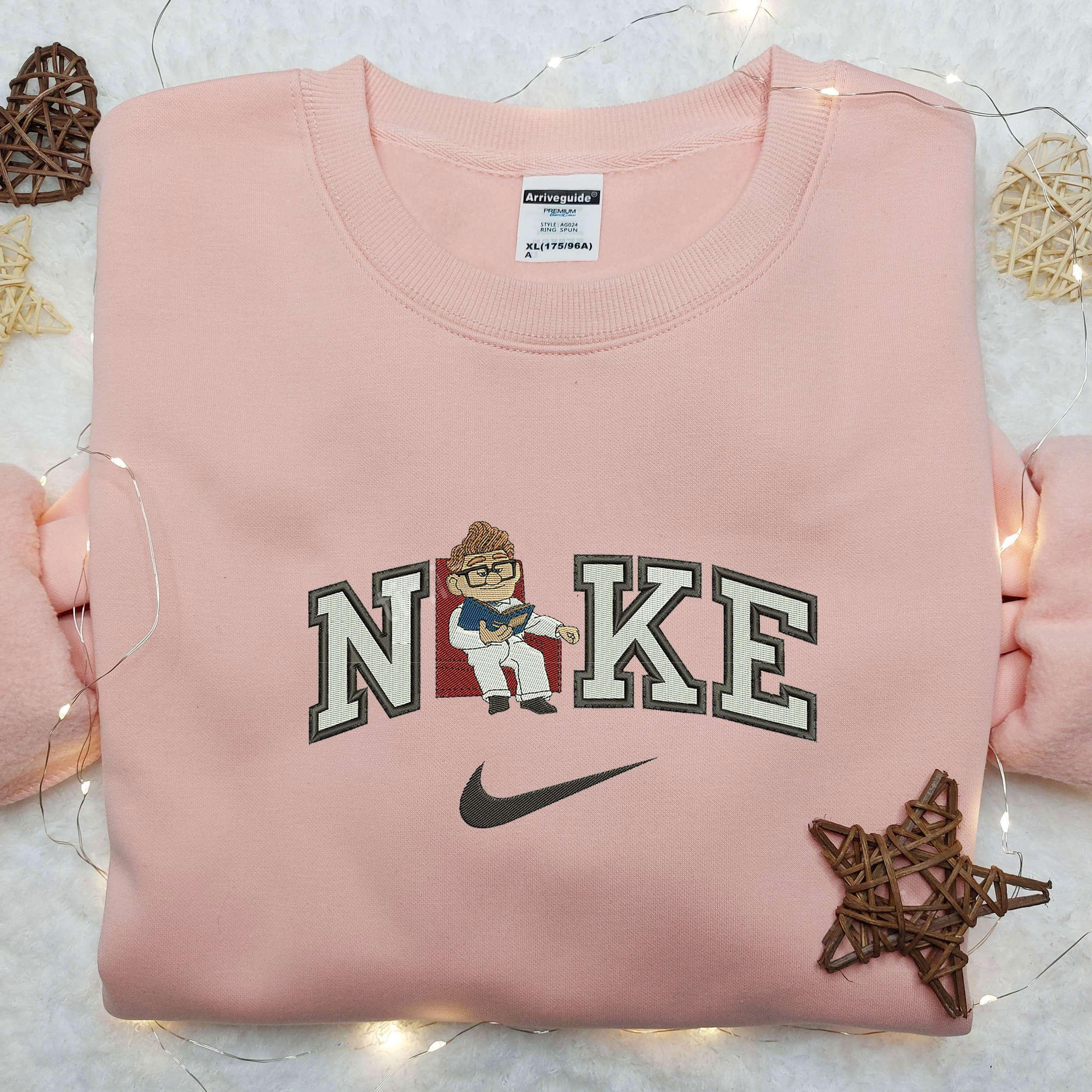Carl Fredricksen x Nike Embroidered Sweatshirt Custom Nike Embroidered Sweatshirt Cartoon Embr