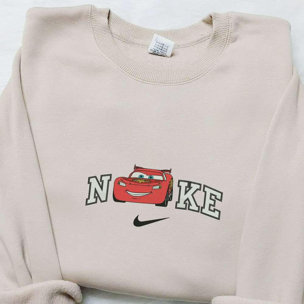Cars Lightning McQueen x Nike Embroidered Hoodie Disney Pixar Cars Embroidered T shirt Nike Inspired Embroidered Sweatshirt
