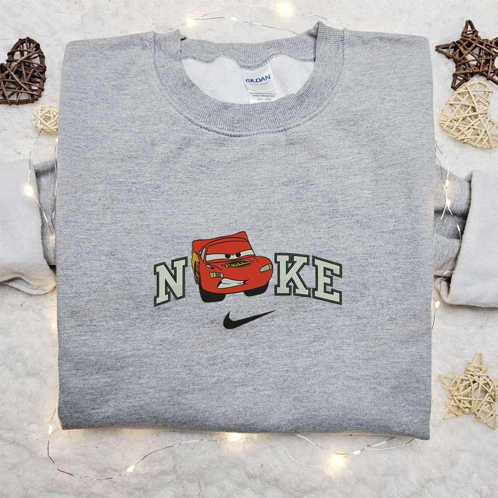Cars Lightning McQueen x Nike Embroidered Hoodie Pixar Cars Disney Embroidered T shirt Nike Inspired Embroidered Sweatshirt