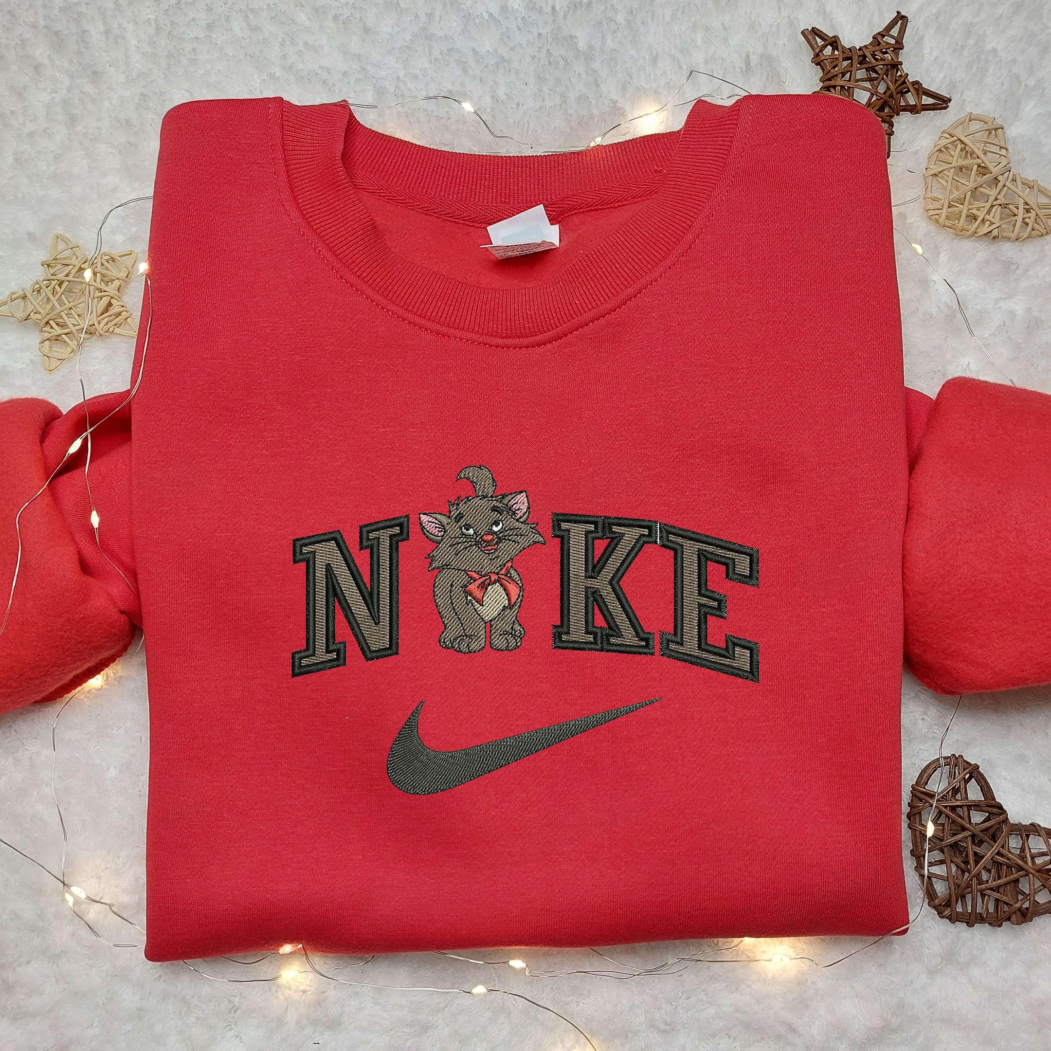 Cat Cartoon x Nike Embroidered Shirt Cartoon Embroidered Shirt Custom Nike Embroidered Shirt